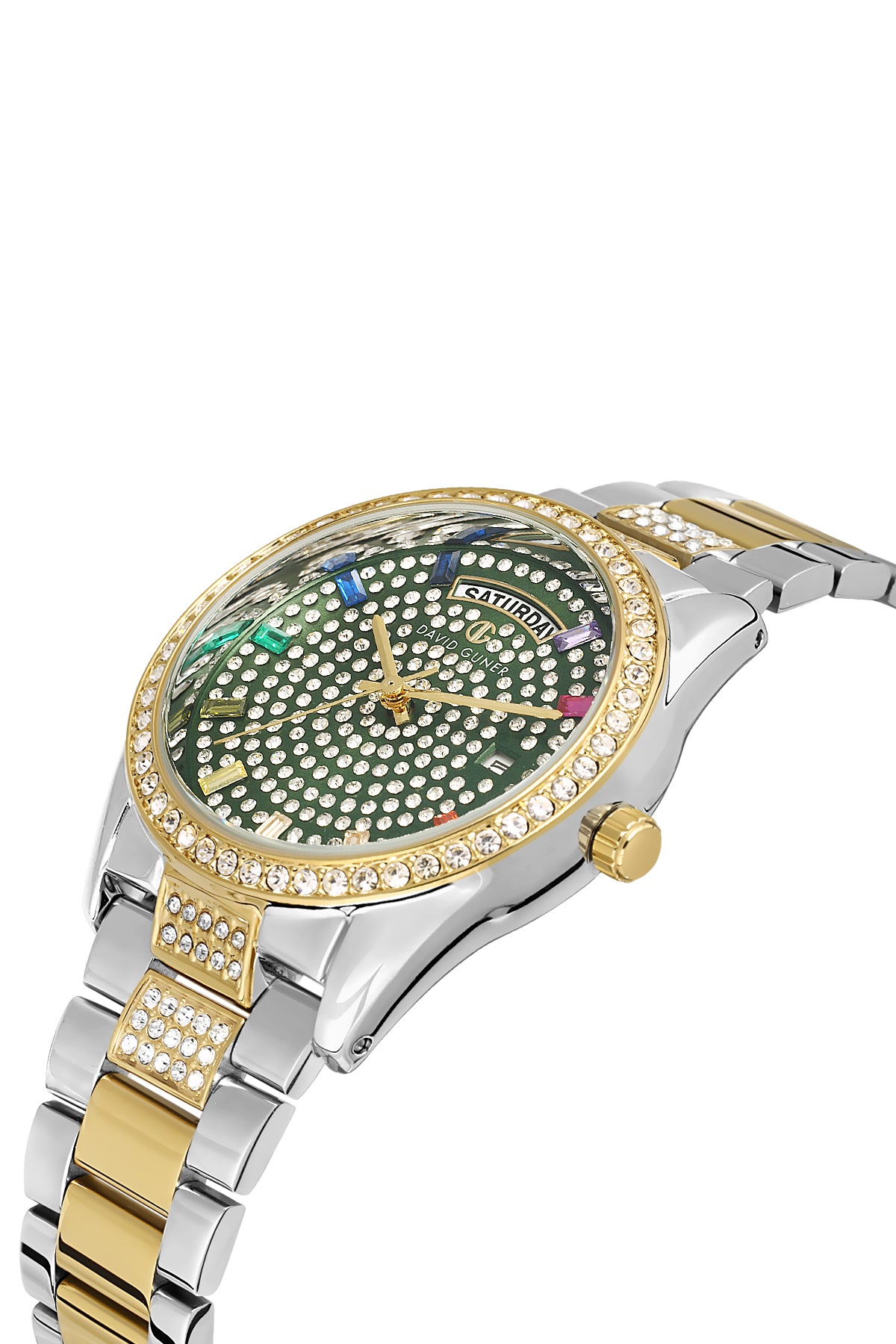 DAVID GUNER SARI BEYAZ KAPLAMALI YEŞİL KADRANLI KADIN KOL SAATİ DG-8703LA-D10