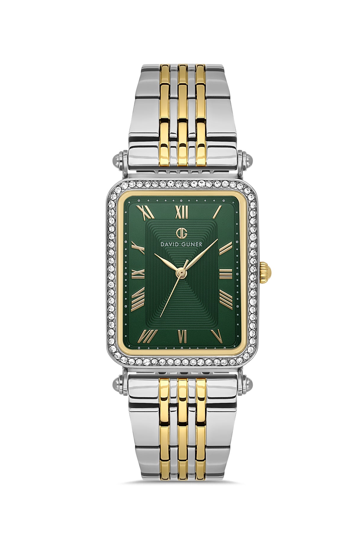 DAVID GUNER Sarı Beyaz Kaplama Yeşil Kadranlı Düz Kadın Kol Saati