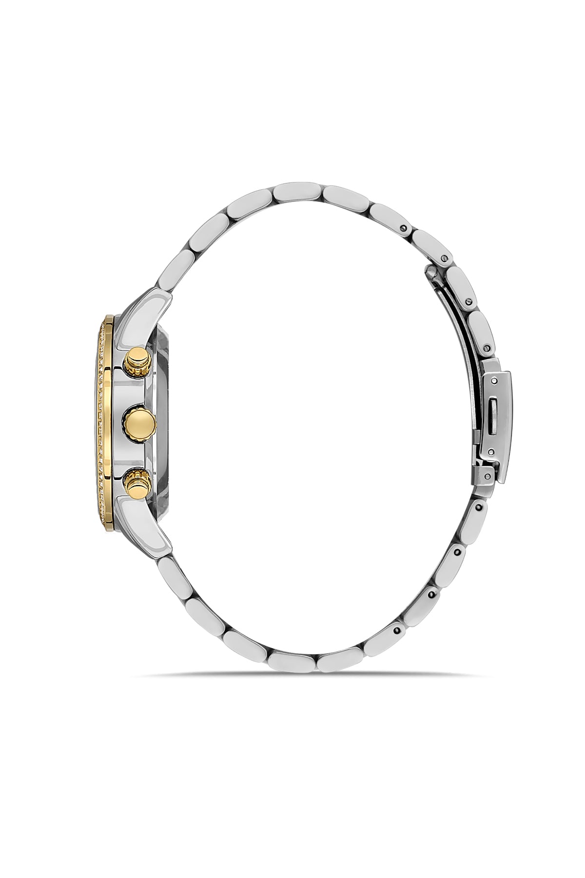 DAVID GUNER Yeşil Kadranlı Sarı Beyaz Kaplama Paslanmaz Masif Çelik Kordonlu Multi Fonksiyonlu Kadın Kol Saati