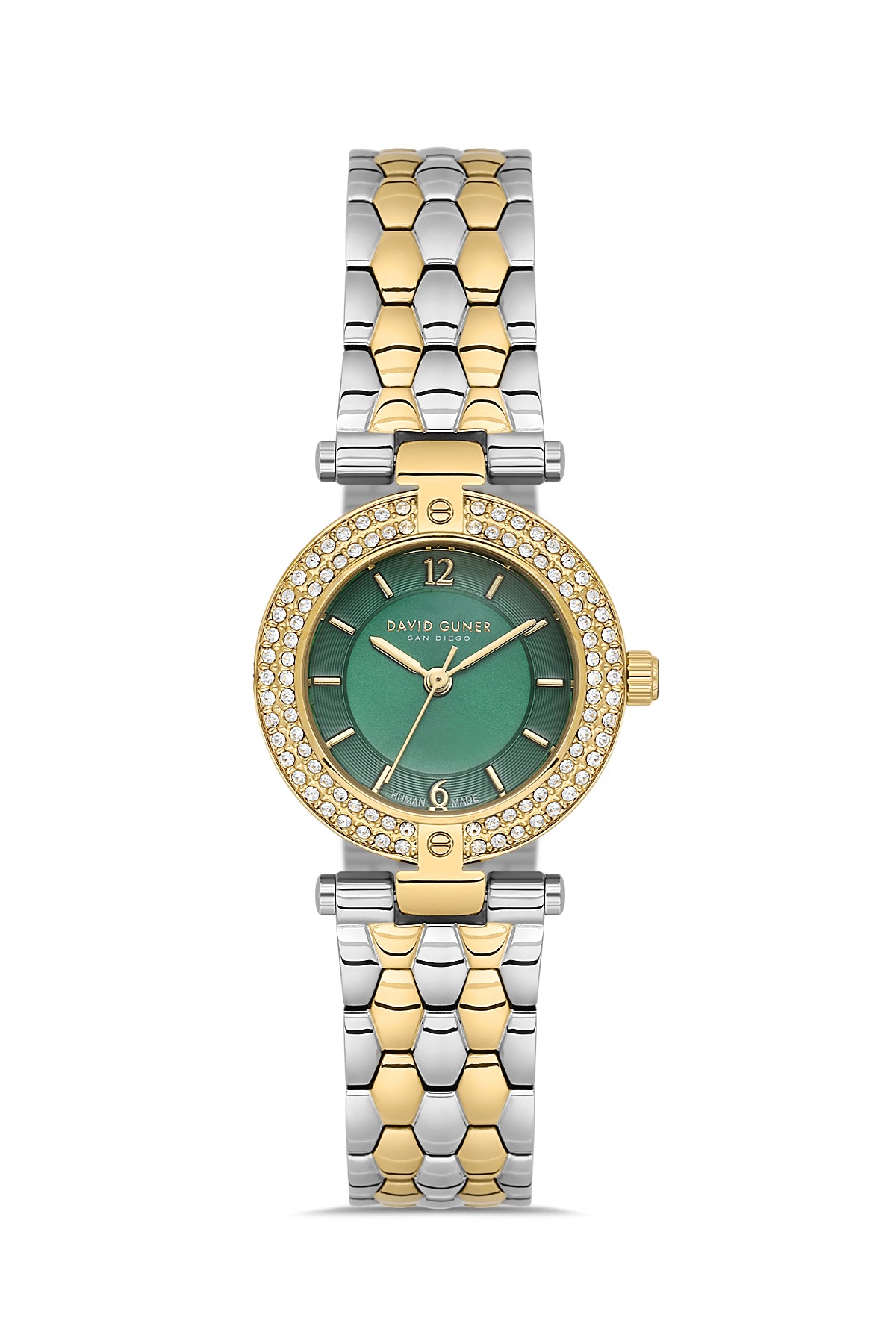 DAVID GUNER SARI BEYAZ KAPLAMALI YEŞİL KADRANLI KADIN KOL SAATİ DG-8865LA-D10