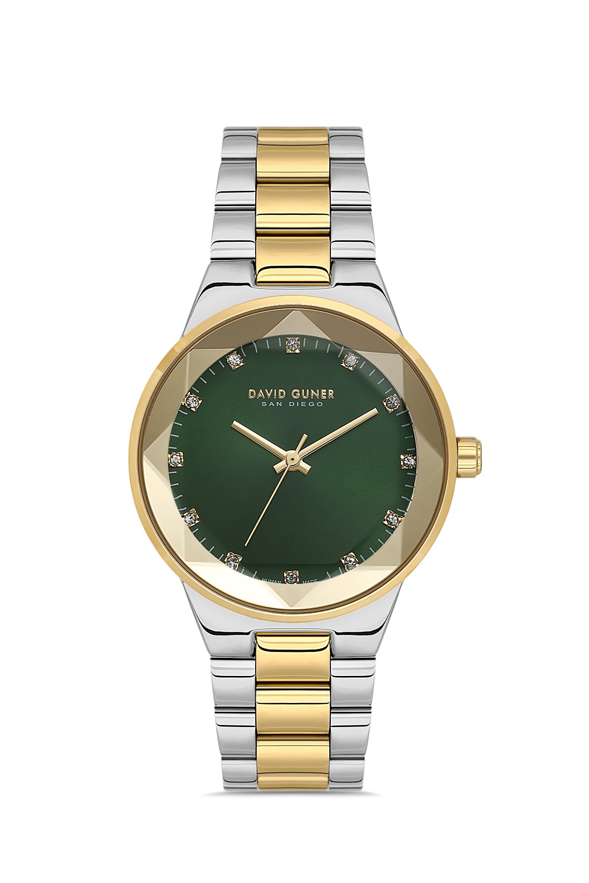 DAVID GUNER SARI BEYAZ KAPLAMALI YEŞİL KADRANLI KADIN KOL SAATİ DG-8909LA-D10