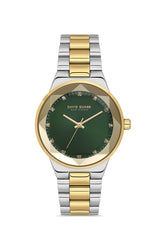 DAVID GUNER SARI BEYAZ KAPLAMALI YEŞİL KADRANLI KADIN KOL SAATİ DG-8909LA-D10