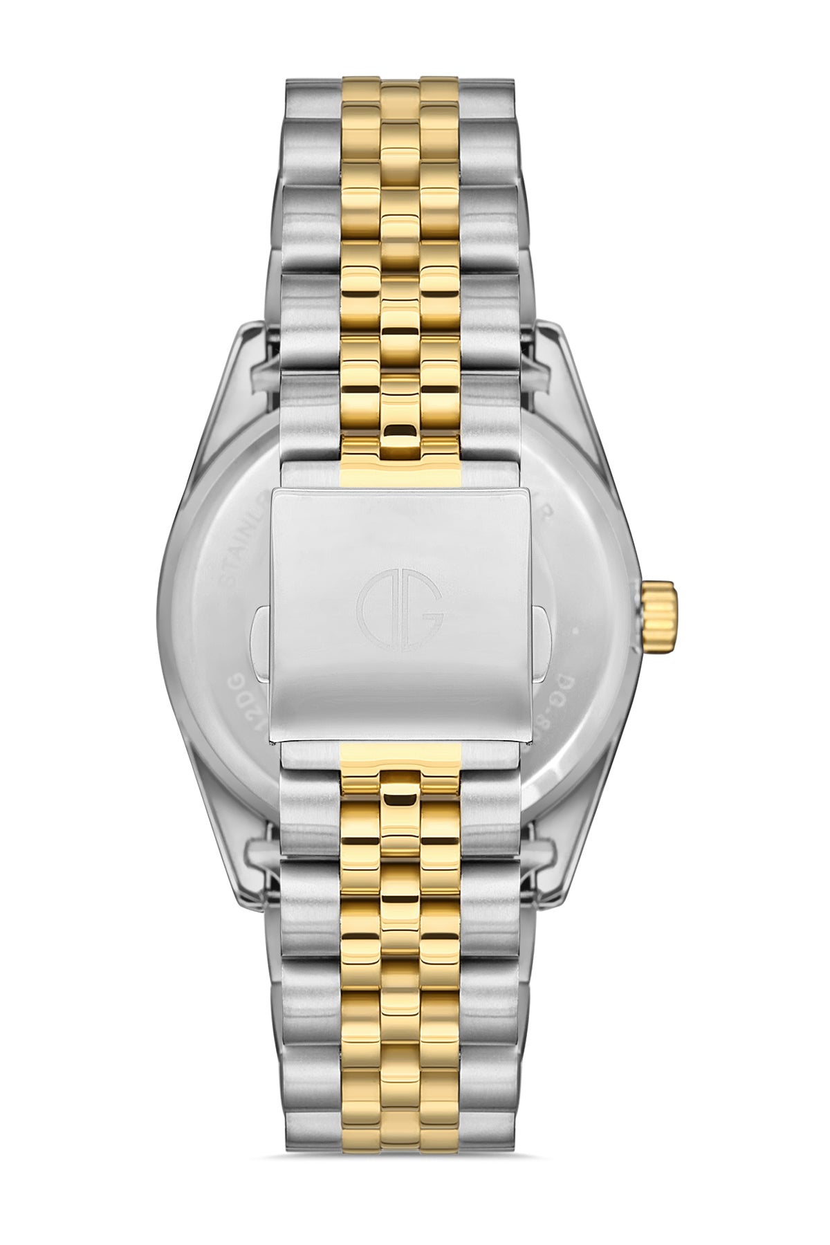 DAVID GUNER Sarı-Gümüş İkili Kaplama Beyaz Kadranlı Roma Rakamlı Takvimli Paslanmaz Masif Çelik Erkek Kol Saati - DG-8085GA-D1