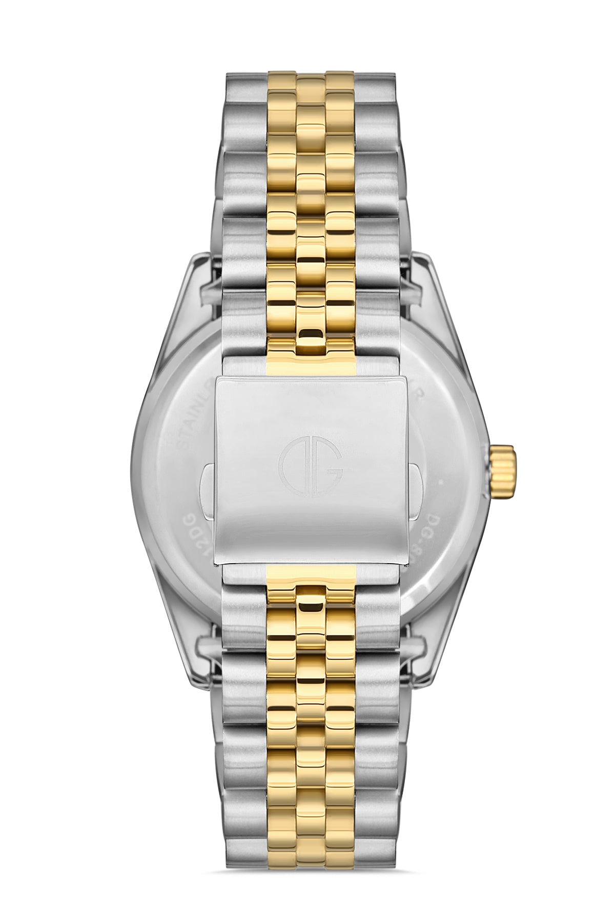 DAVID GUNER Sarı-Gümüş İkili Kaplama Siyah Kadranlı Roma Rakamlı Takvimli Paslanmaz Masif Çelik Erkek Kol Saati - DG-8085GA-D9