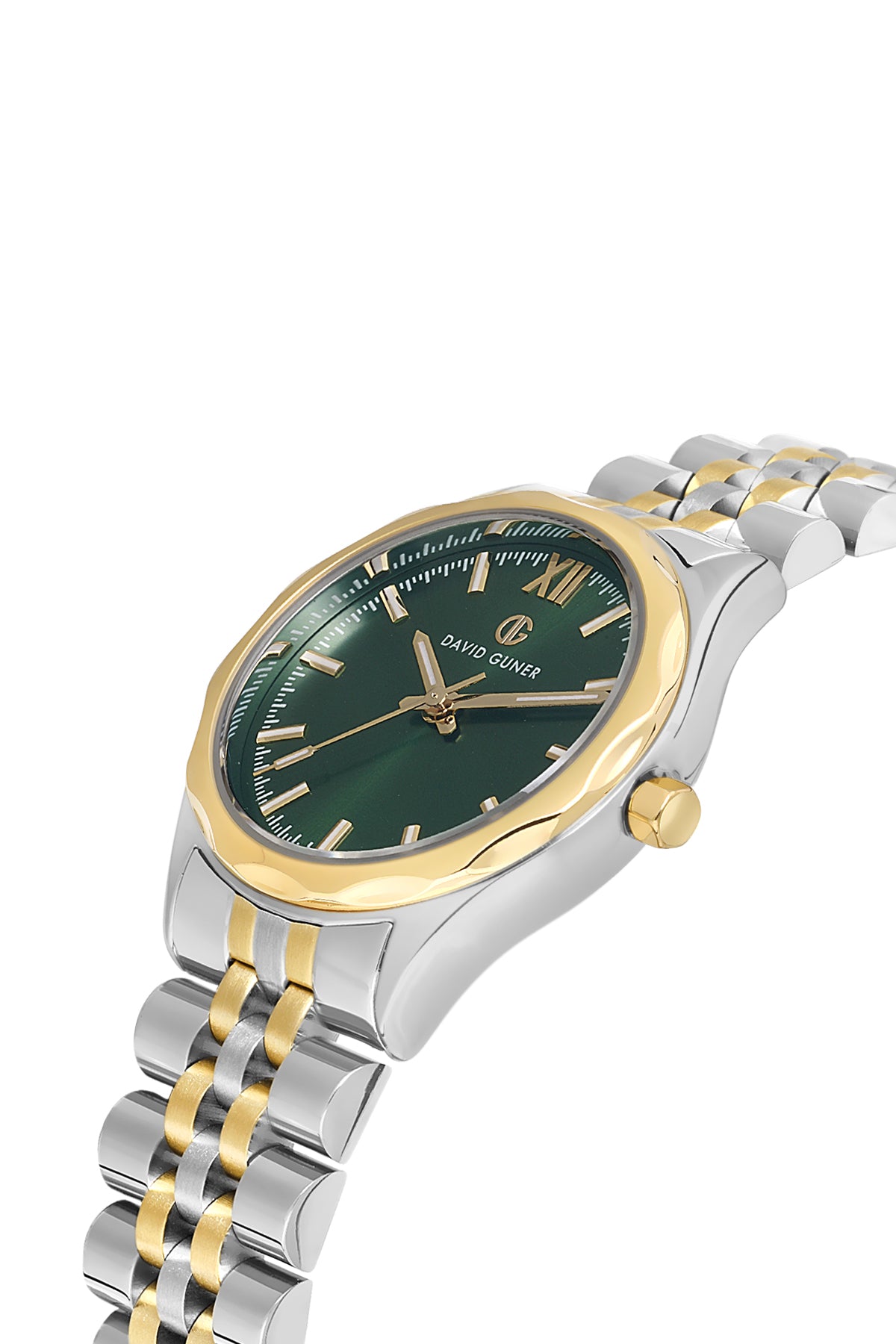 DAVID GUNER Sarı Gümüş Kaplamalı Yeşil Kadranlı Kadın Kol Saati - DG-8704LA-D10