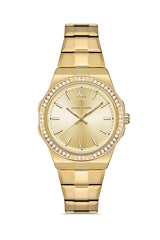 DAVID GUNER Yellow Dial Yellow Coated Stone Women's Watch