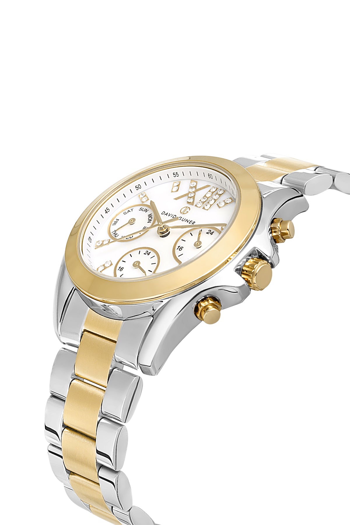 DAVID GUNER Sarı Kaplama Beyaz Kadranlı Paslanmaz Masif Çelik Kadın Kol Saati - DG-8650LA-D1
