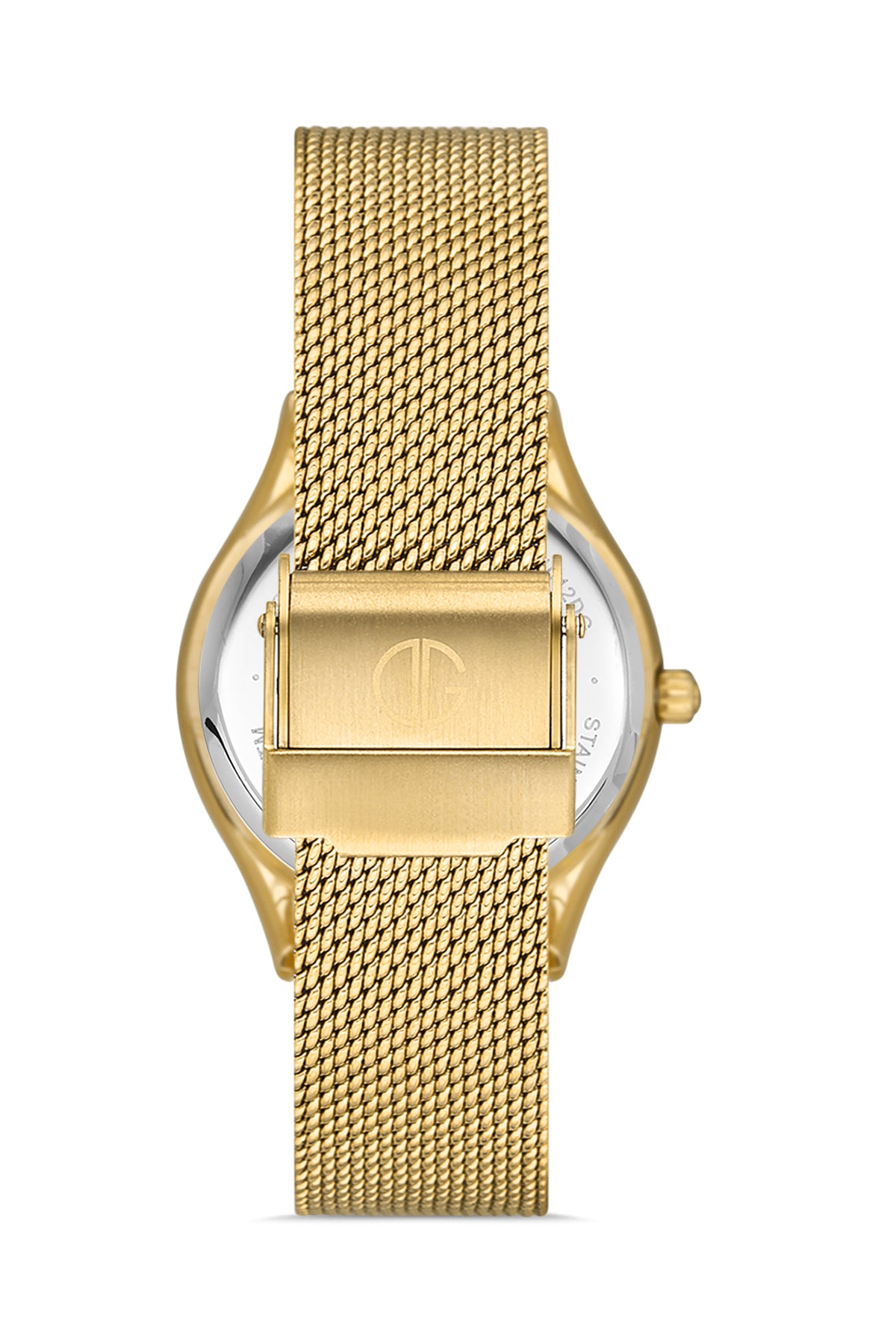 DAVID GUNER Sarı Kaplama Gümüş Kadranlı Multi Fonksiyon Çelik Örme Kordon Kadın Kol Saati - DG-8276LC-B1