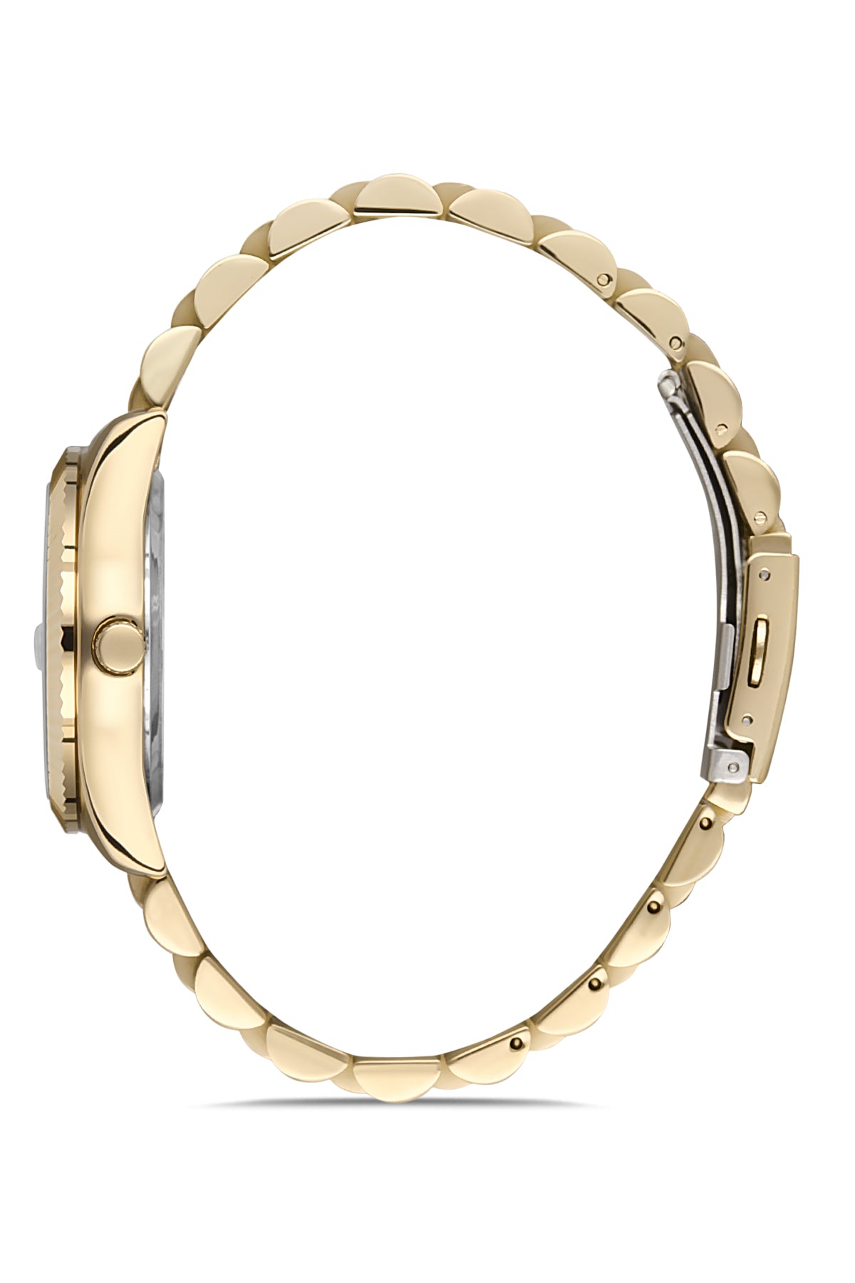 DAVID GUNER Sarı Kaplama Gümüş Kadranlı Takvimli Paslanmaz Masif Çelik Kadın Kol Saati - DG-8058LA-B1