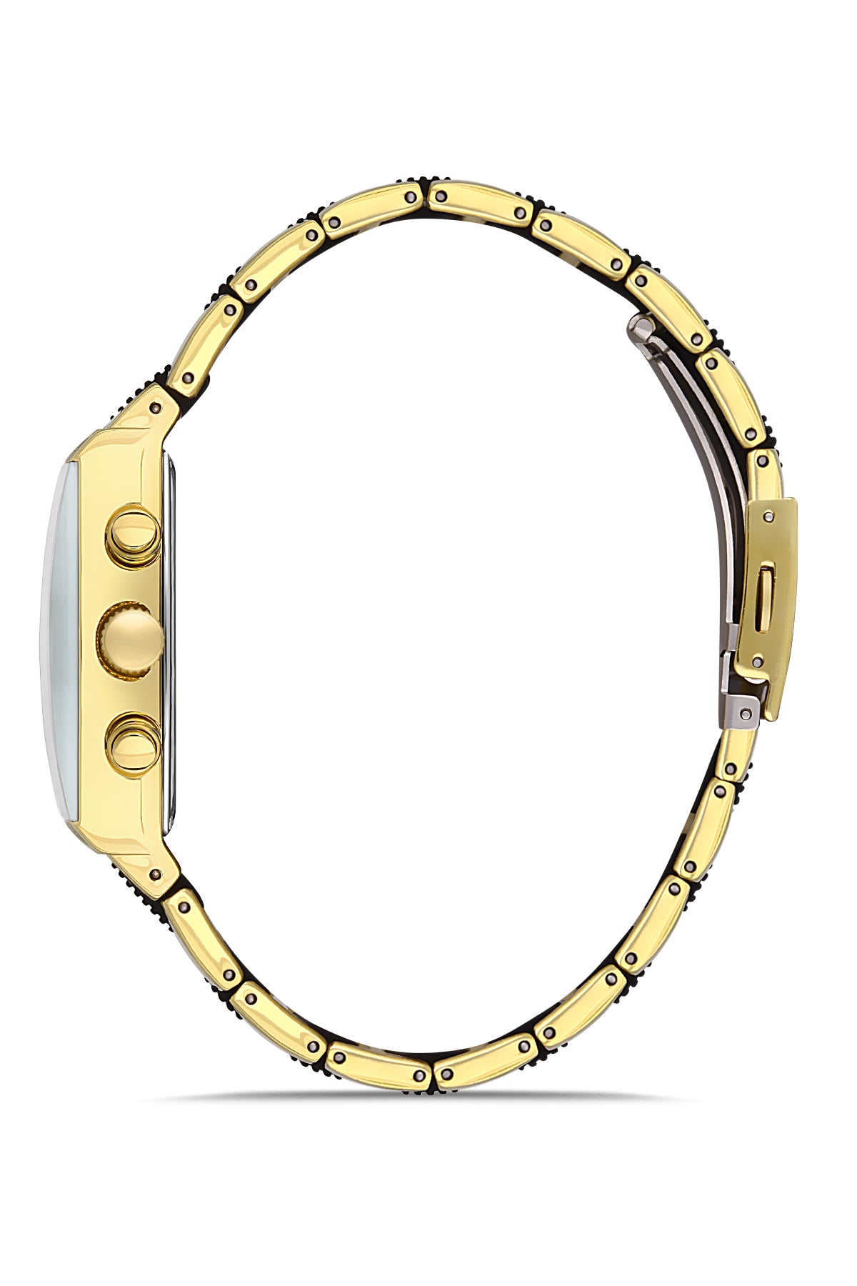 DAVID GUNER Sarı Kaplama Siyah Kadranlı Multi Fonksiyonlu Paslanmaz Masif Çelik Erkek Kol Saati - DG-8258GA-N2