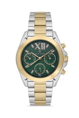 DAVID GUNER Sarı Kaplama Yeşil Kadranlı Paslanmaz Masif Çelik Kadın Kol Saati - DG-8650LA-D10