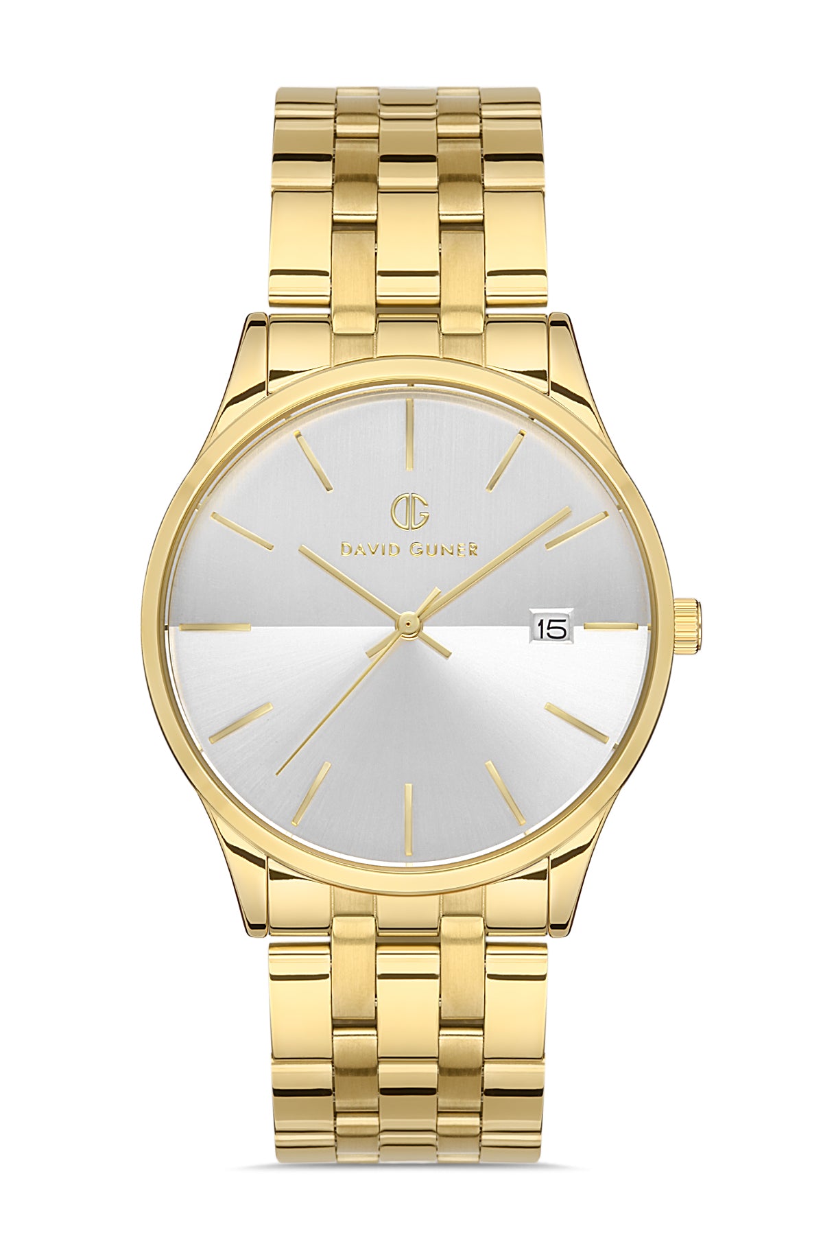 DAVID GUNER SARI KAPLAMALI BEYAZ KADRANLI ERKEK KOL SAATİ DG-8228GA-B1