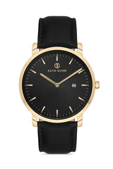 DAVID GUNER SARI KAPLAMALI BEYAZ KADRANLI ERKEK KOL SAATİ DG-8287GB-N2