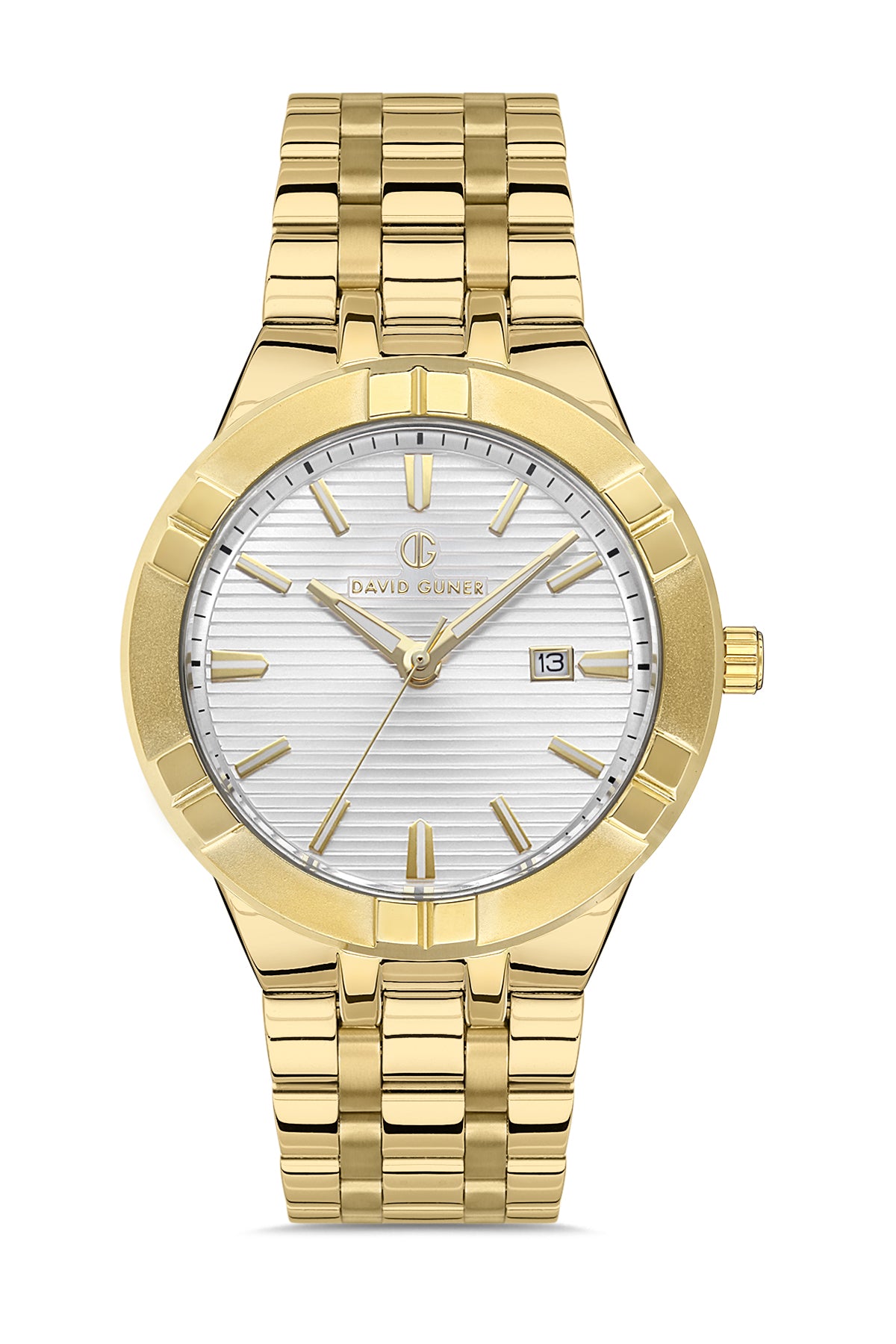 DAVID GUNER SARI KAPLAMALI BEYAZ KADRANLI ERKEK KOL SAATİ - DG-8388GA-B1