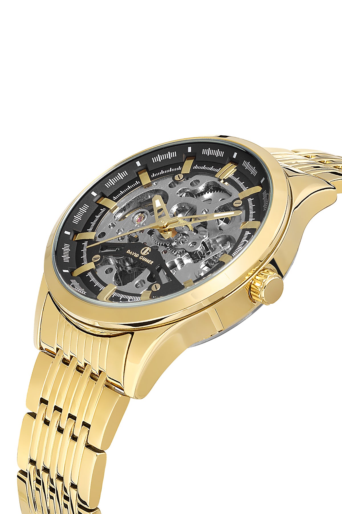 DAVID GUNER Yellow Dial Yellow Coated Automatic Function Men's Watch