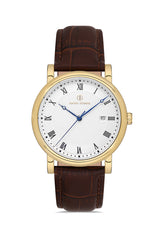 DAVID GUNER Kahverengi Orijinal Deri Kordonlu Erkek Kol Saati - DG-8671GB-O1
