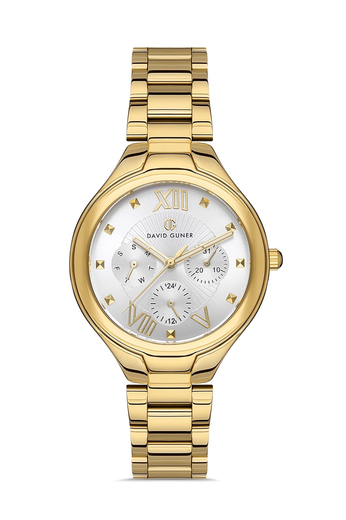 DAVID GUNER SARI KAPLAMALI BEYAZ KADRANLI KADIN KOL SAATİ - DG-8346LA-B1
