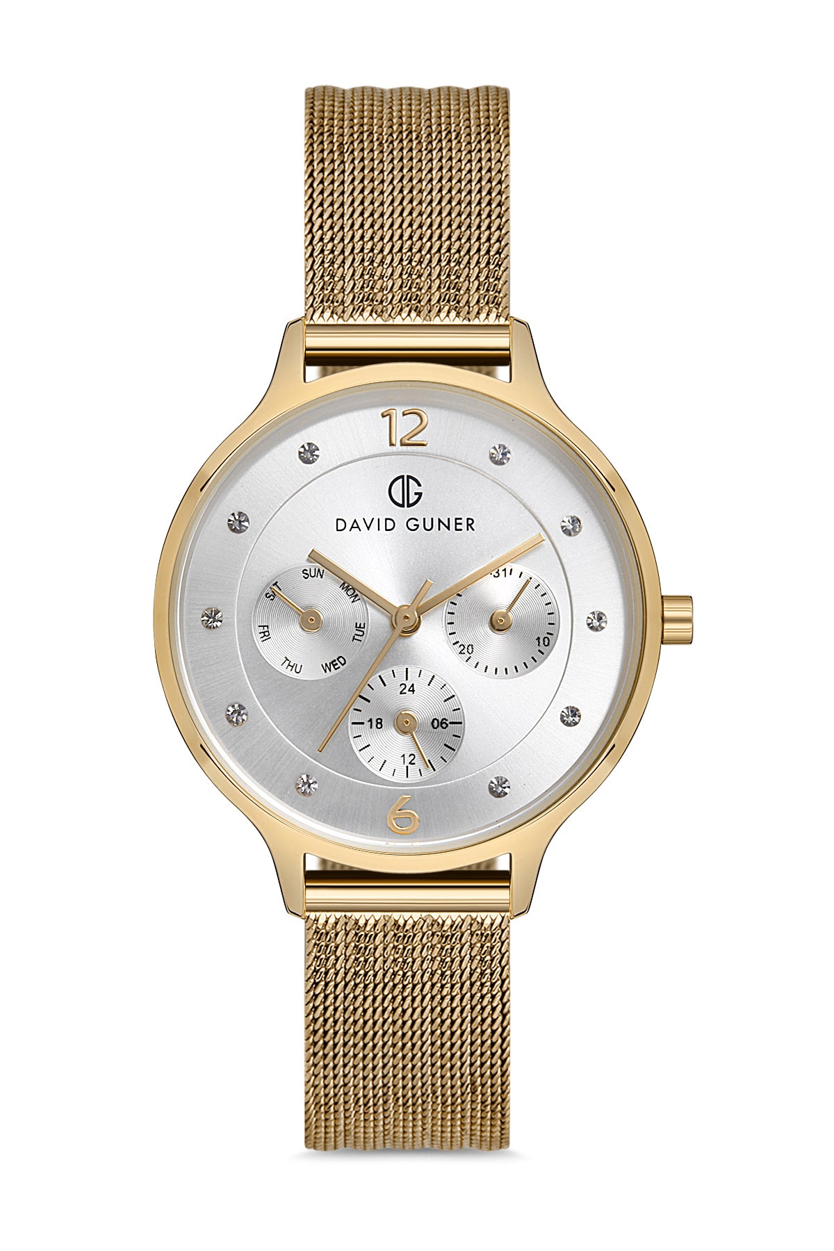 DAVID GUNER SARI KAPLAMALI BEYAZ KADRANLI KADIN KOL SAATİ - DG-8120LC-B1