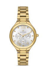 DAVID GUNER SARI KAPLAMALI BEYAZ KADRANLI KADIN KOL SAATİ - DG-8346LA-B1