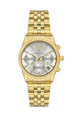 DAVID GUNER Sarı Kaplama Gümüş Kadranlı Paslanmaz Masif Çelik Kadın Kol Saati - DG-8340LA-B1