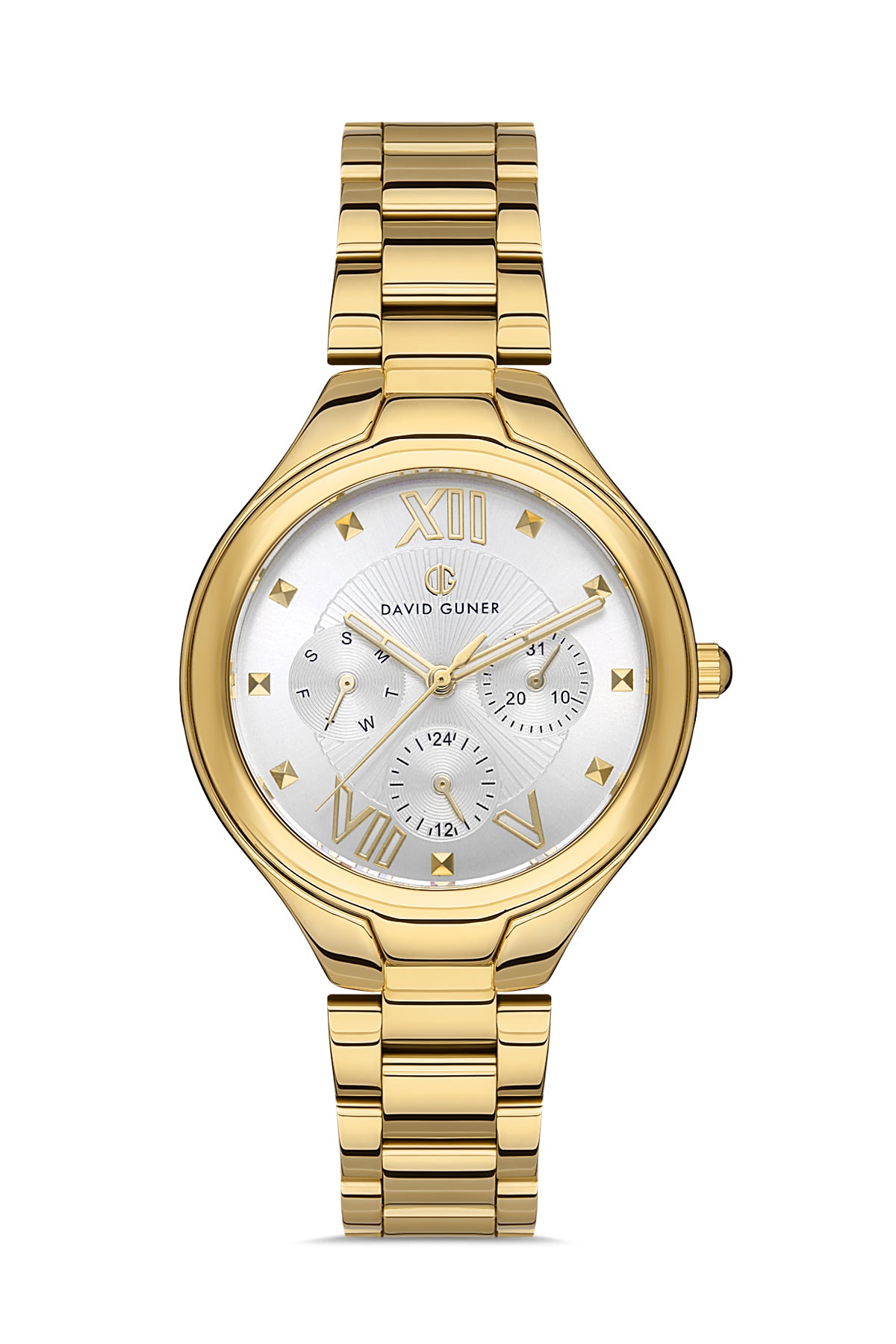 DAVID GUNER SARI KAPLAMALI BEYAZ KADRANLI KADIN KOL SAATİ - DG-8346LA-B1