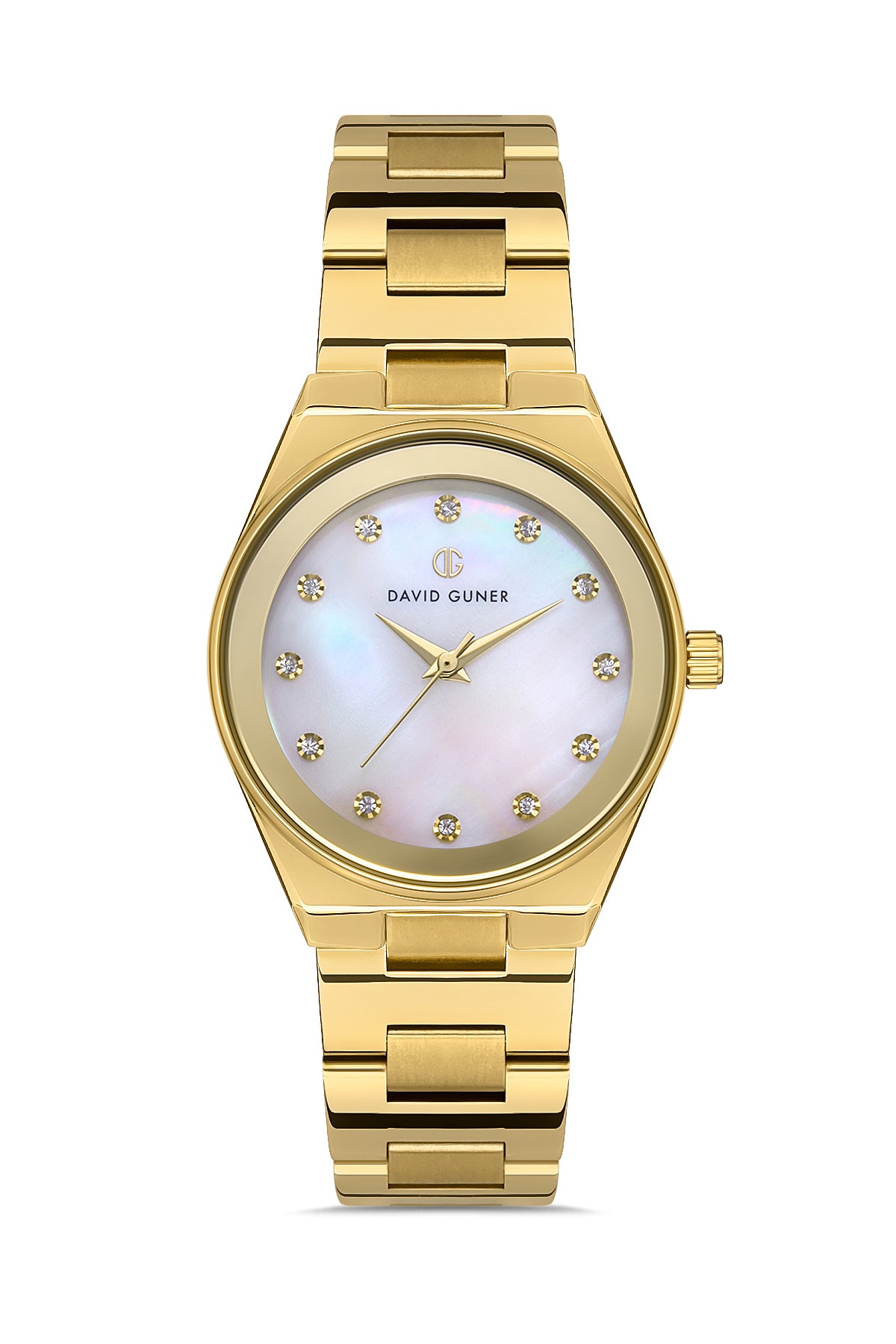 DAVID GUNER Silver Dial Yellow Coated Women's Watch