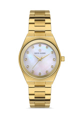 DAVID GUNER Silver Dial Yellow Coated Women's Watch