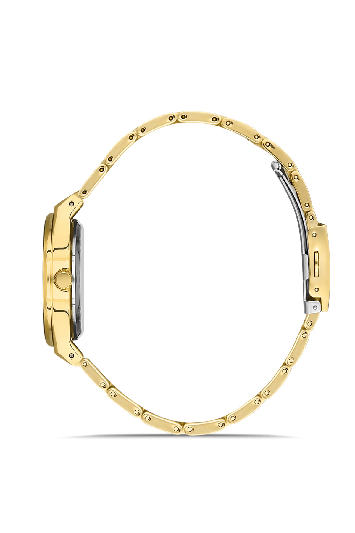 DAVID GUNER Silver Dial Yellow Coated Women's Watch