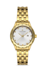 DAVID GUNER SARI KAPLAMALI BEYAZ KADRANLI KADIN KOL SAATİ DG-8373LA-B1