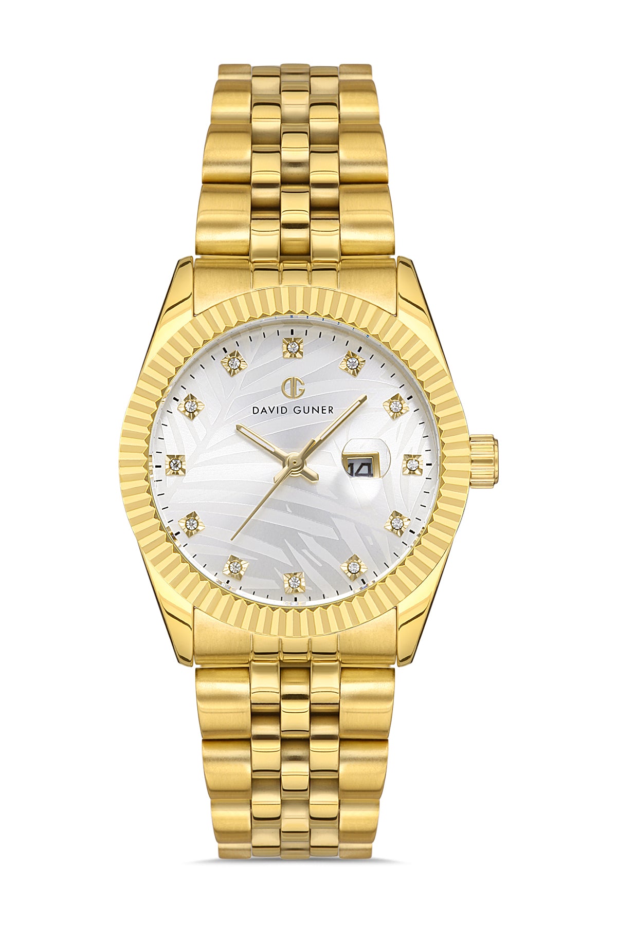 DAVID GUNER SARI KAPLAMALI BEYAZ KADRANLI KADIN KOL SAATİ DG-8381LA-B1