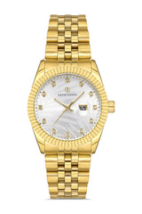 DAVID GUNER SARI KAPLAMALI BEYAZ KADRANLI KADIN KOL SAATİ DG-8381LA-B1