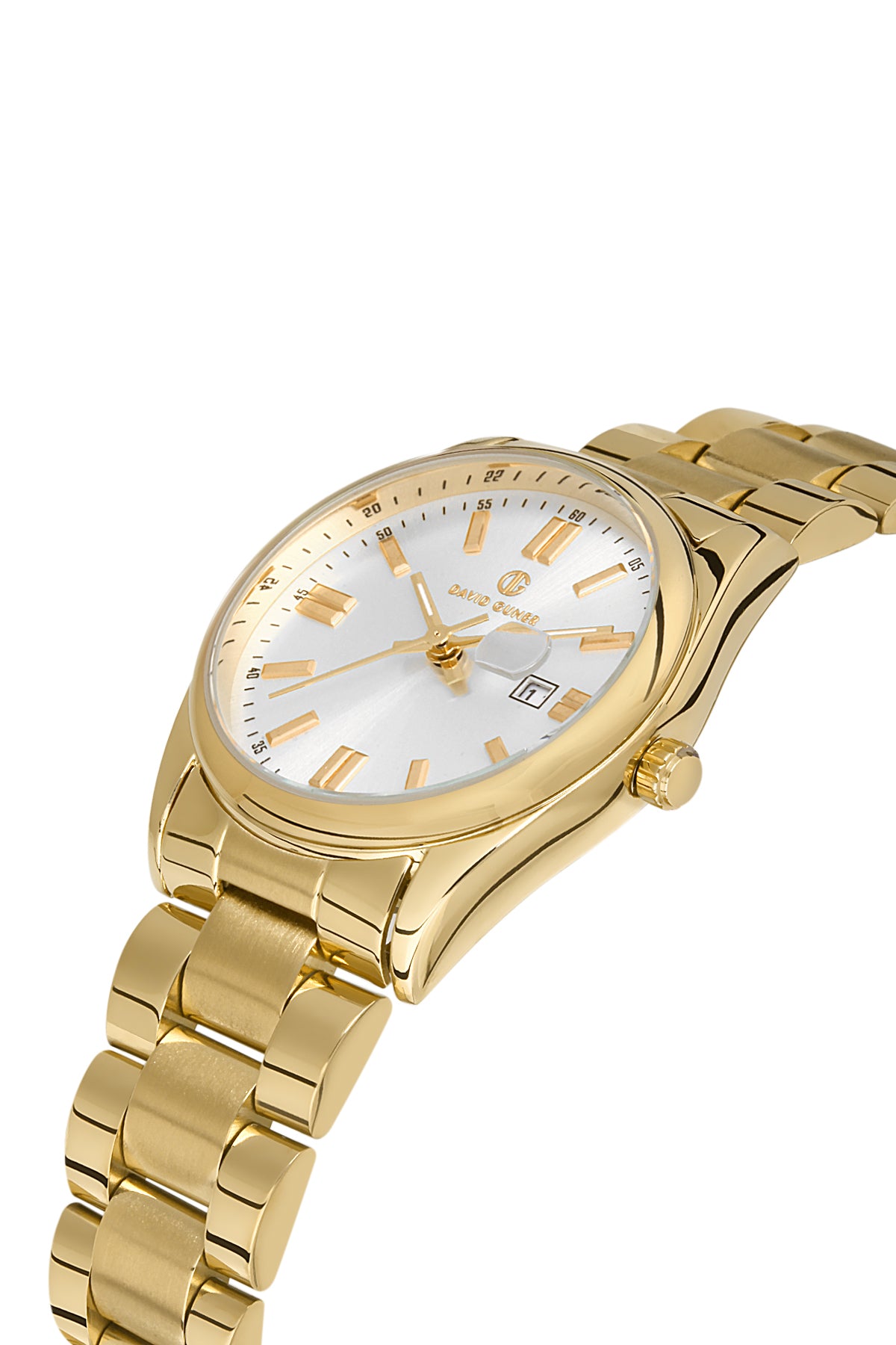 DAVID GUNER SARI KAPLAMALI BEYAZ KADRANLI KADIN KOL SAATİ DG-8391LA-B1