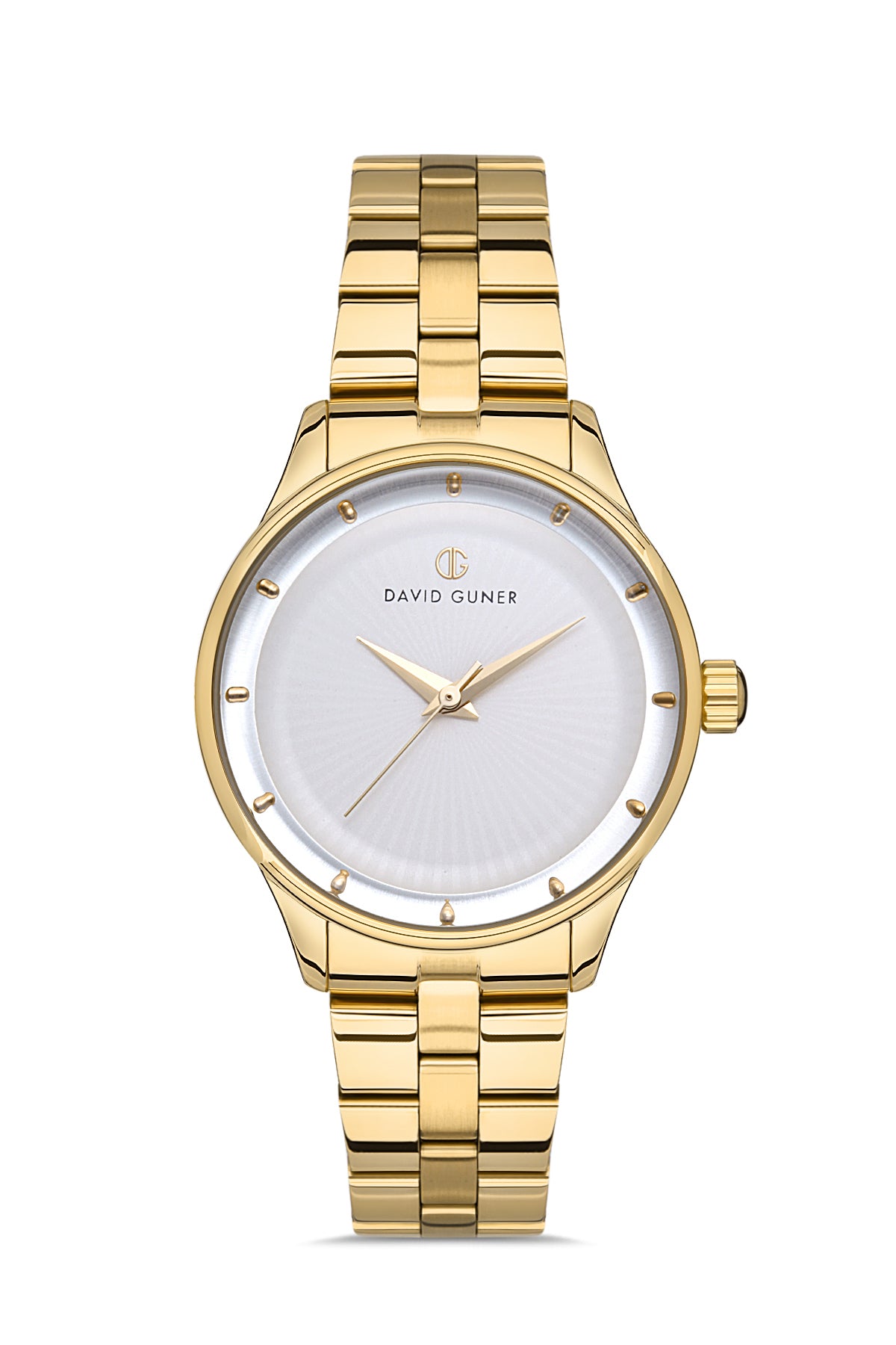 DAVID GUNER SARI KAPLAMALI BEYAZ KADRANLI KADIN KOL SAATİ DG-8397LA-B1