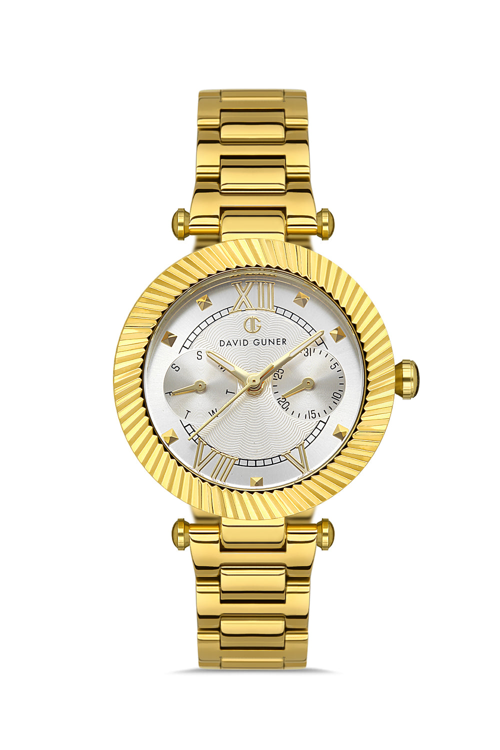 DAVID GUNER Silver Dial Yellow Coated Women's Watch