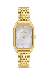 DAVID GUNER SARI KAPLAMALI BEYAZ KADRANLI KADIN KOL SAATİ DG-8417LA-B1