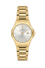 DAVID GUNER Silver Dial Yellow Coated Calendar Women's Watch