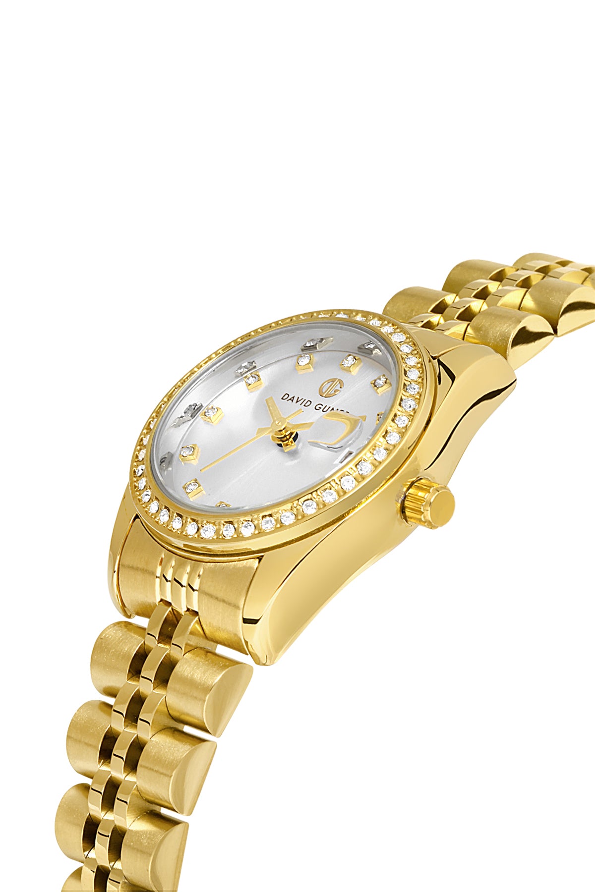 DAVID GUNER Gümüş Kadranlı Sarı Kaplamalı Takvimli Sade Kadın Kol Saati - DG-8474LA-B1