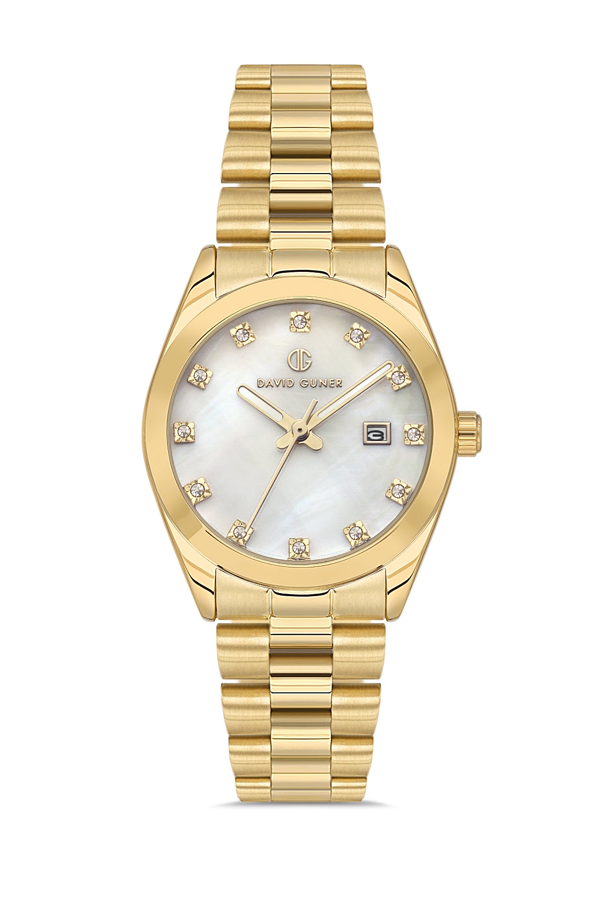 DAVID GUNER Silver Dial Yellow Coated Women's Watch