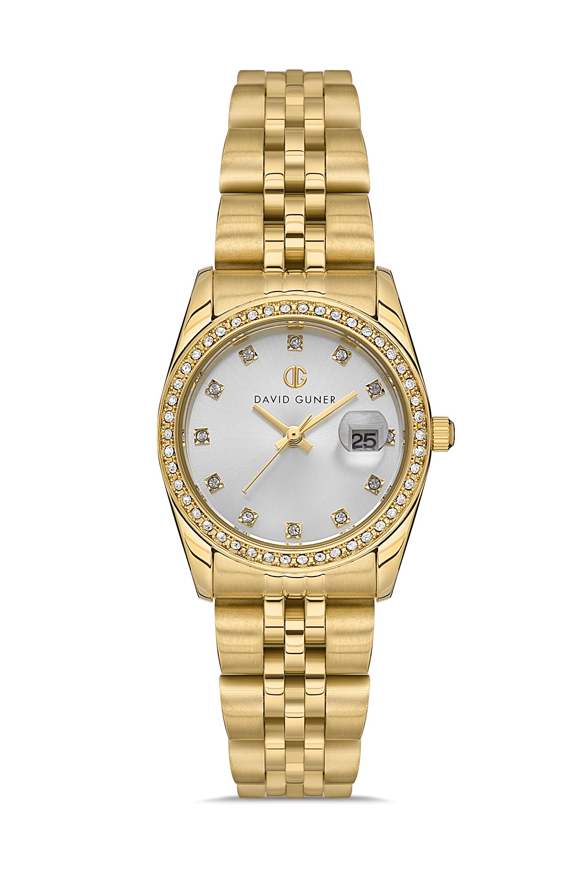 DAVID GUNER SARI KAPLAMALI BEYAZ KADRANLI KADIN KOL SAATİ DG-8635LA-B1