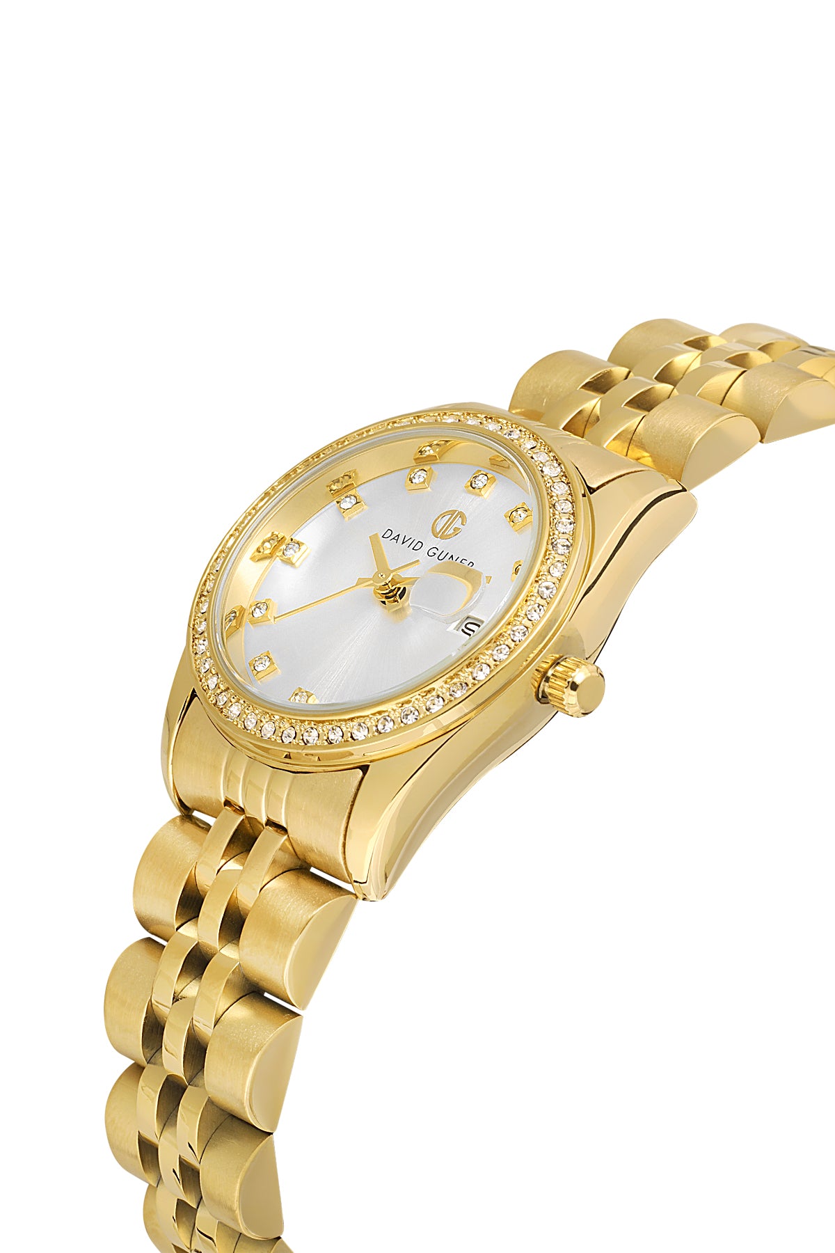 DAVID GUNER SARI KAPLAMALI BEYAZ KADRANLI KADIN KOL SAATİ DG-8635LA-B1