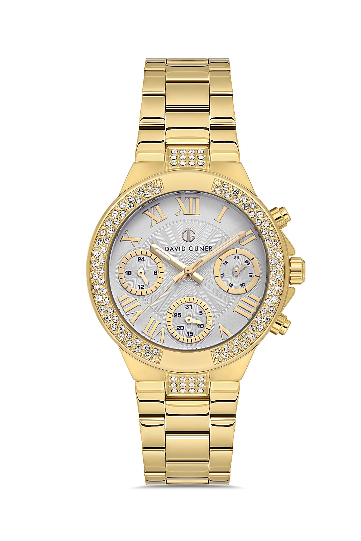 DAVID GUNER SARI KAPLAMALI BEYAZ KADRANLI KADIN KOL SAATİ DG-8691LA-B1