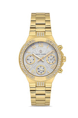 DAVID GUNER SARI KAPLAMALI BEYAZ KADRANLI KADIN KOL SAATİ DG-8691LA-B1