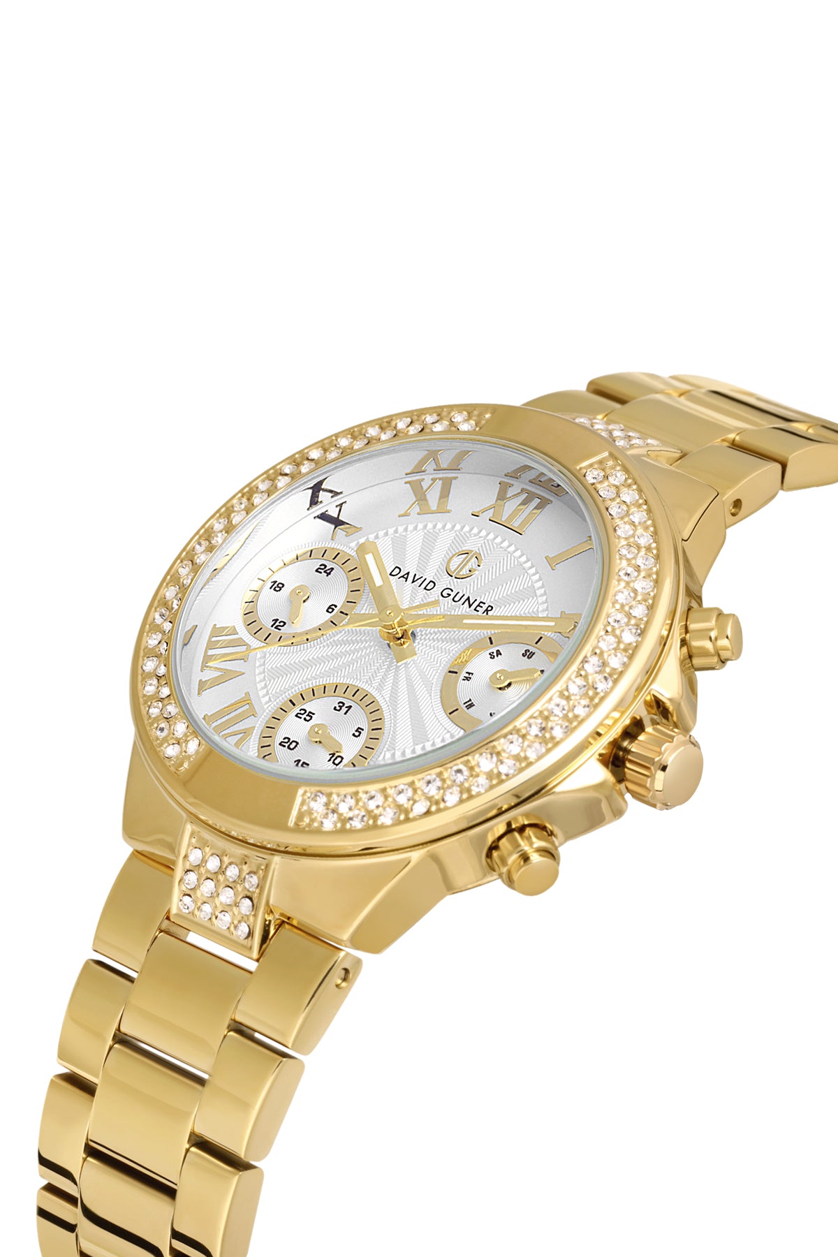 DAVID GUNER SARI KAPLAMALI BEYAZ KADRANLI KADIN KOL SAATİ DG-8691LA-B1