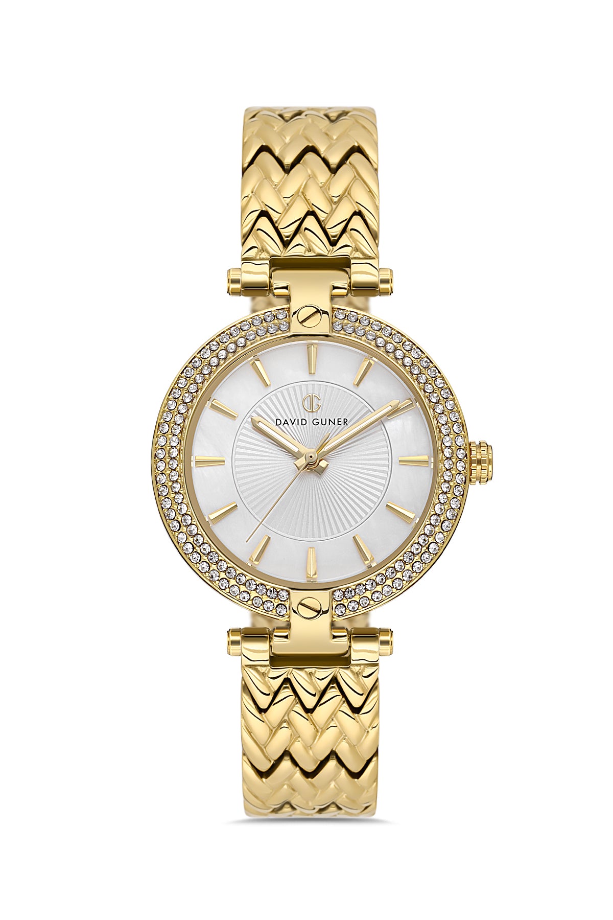 DAVID GUNER SARI KAPLAMALI BEYAZ KADRANLI KADIN KOL SAATİ DG-8723LA-B1
