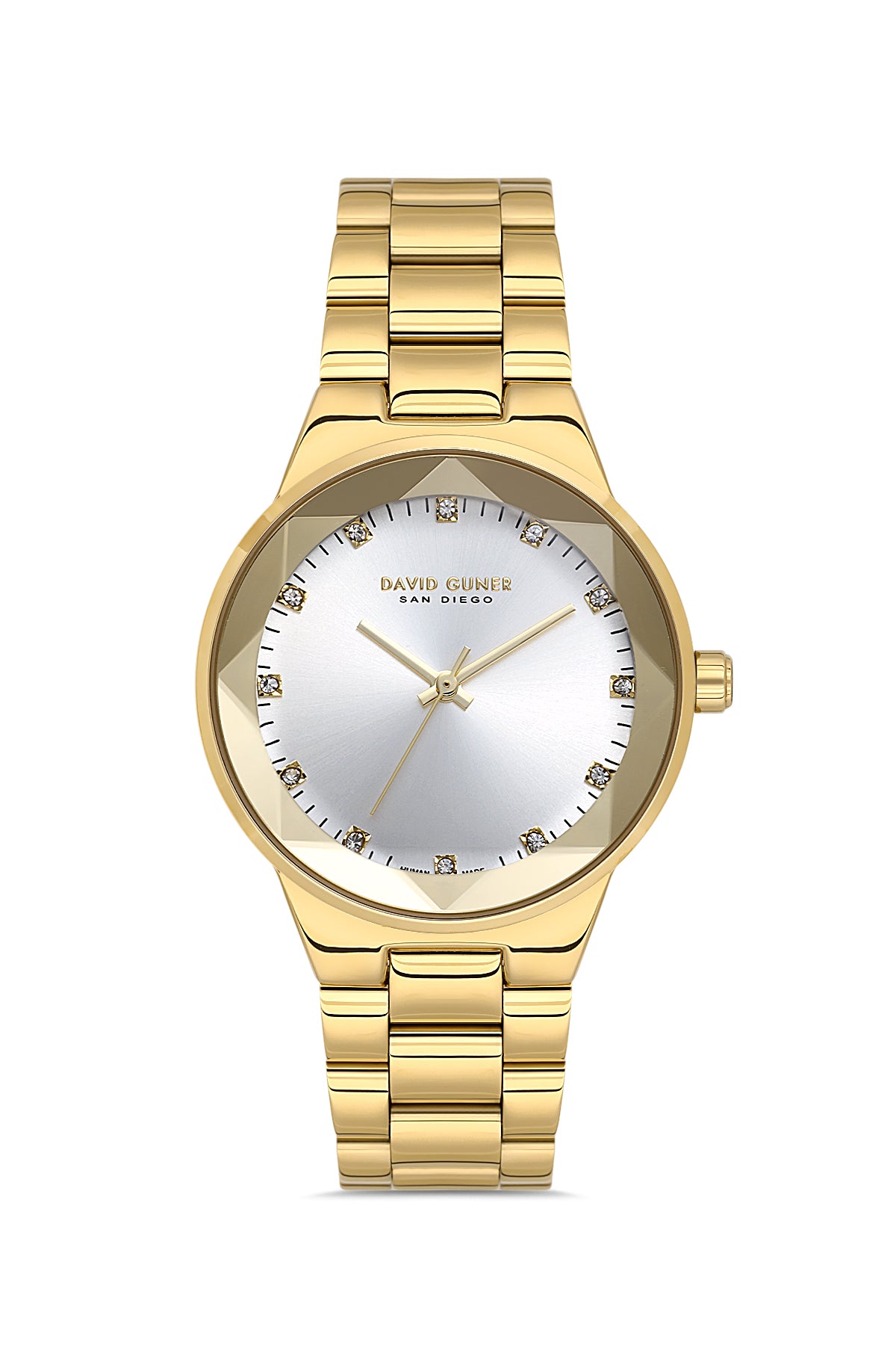 DAVID GUNER SARI KAPLAMALI BEYAZ KADRANLI KADIN KOL SAATİ DG-8909LA-B1