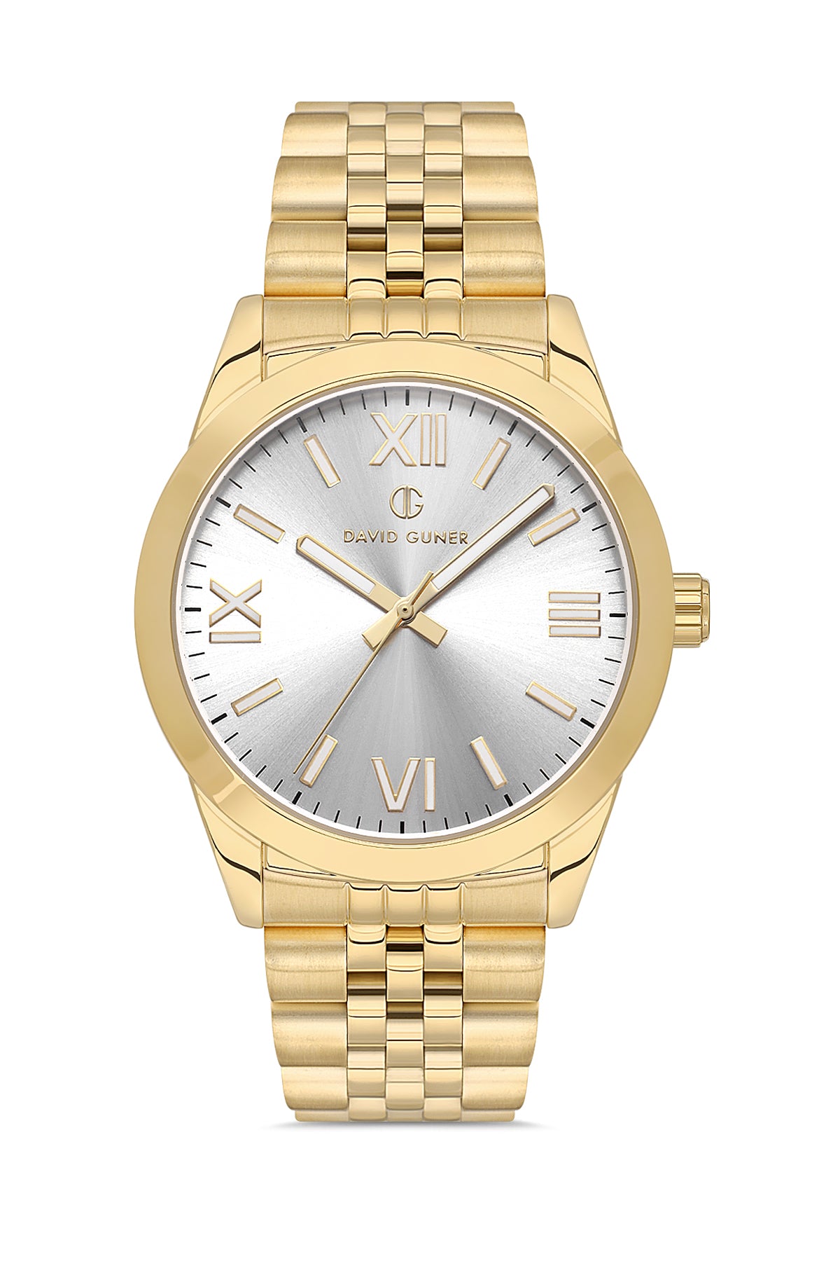 DAVID GUNER Sari Kaplamalı Gümüş Kadranlı Erkek Kol Saati - DG-8502GA-B1