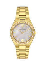 DAVID GUNER Yellow Coated Silver Dial Women's Watch
