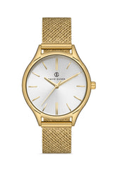DAVID GUNER Yellow Coated Silver Dial Women's Watch