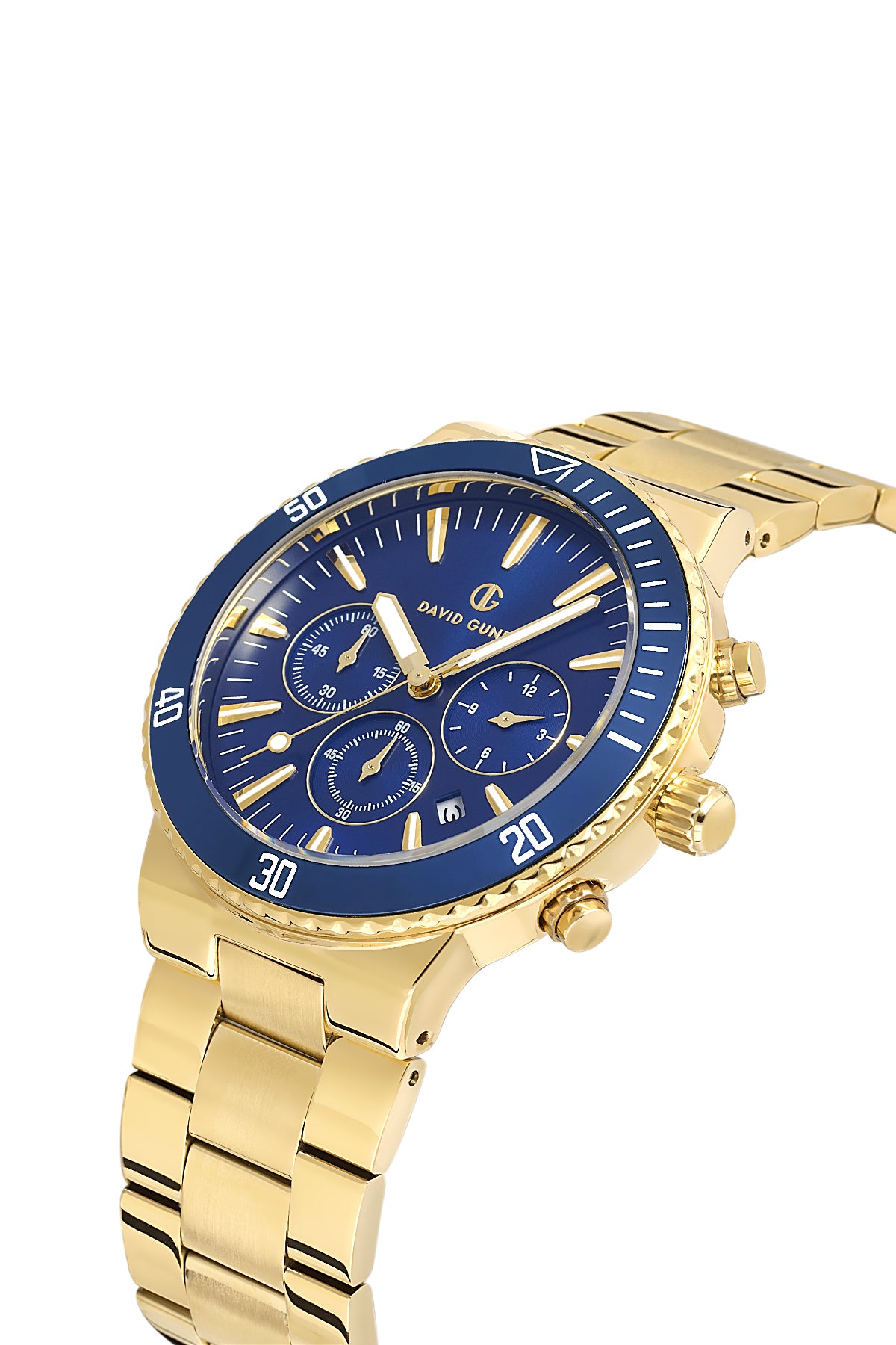 DAVID GUNER Mavi Kadranlı Sarı Kaplamalı Erkek Kol Saati - DG-8524GA-B3