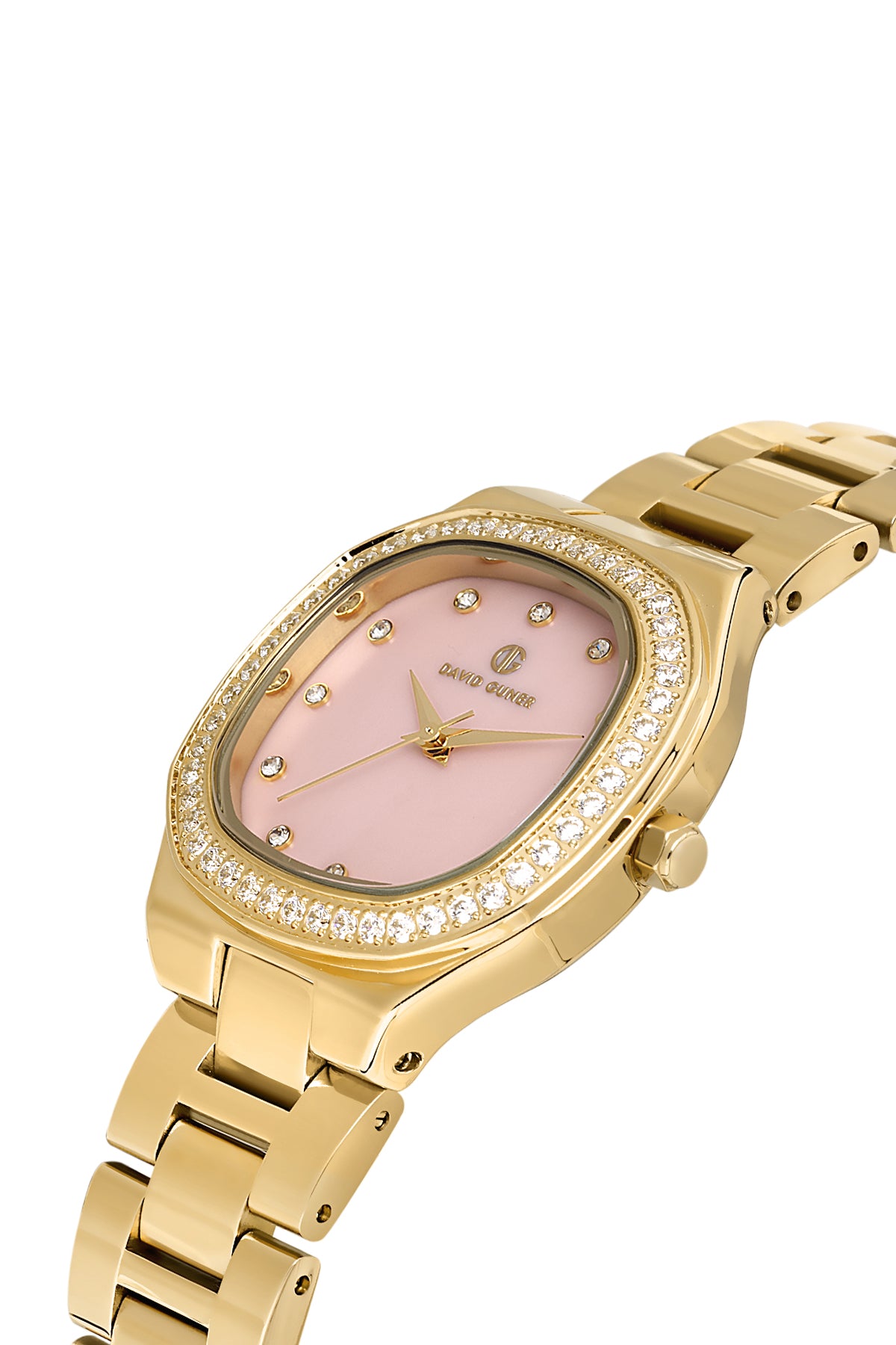 DAVID GUNER Sarı Kaplamalı Pembe Kadranlı Kadın Kol Saati - DG-8519LA-B16